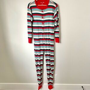 Hatley X Indigo Adult Pajama Holiday Stripe Onesie Unisex Size Small